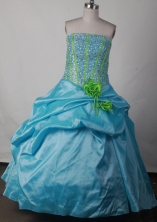 Sweet Ball Gown Strapless Floor-length Blue Quinceanera Dress LJ2608