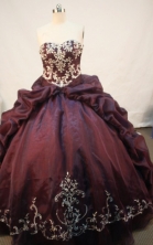  Cheap Ball gown Strapless Sweep Train Organza Purple Quinceanera Dresses Style FA-W-176