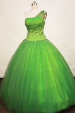  Gorgeous Ball gown One Shoulder Neck Floor-length Tulle Spring Green Quinceanera Dresses Style FA-W-172