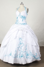Affordable Ball Gown Halter Top Floor-length Taffeta Quinceanera dress TD2444