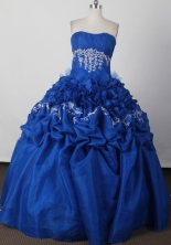 Beautiful Ball Gown Strapless Floor-length Blue Quinceanera Dress LJ2613