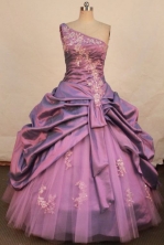 Beautiful ball gown one shoulder floor-length taffeta appliques quinceanera dresses FA-X-155
