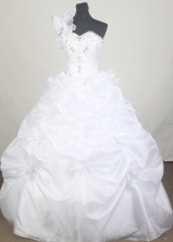 Classical Ball Gown One Shoulder Floor-length White Quinceanera Dress LZ426061
