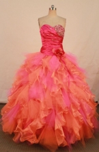 Elegant Ball Gown Sweetheart Floor-length Orange Organza Quinceanera dress Style FA-L-274