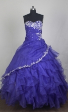 Exclusive Ball Gown Sweetheart Neck Floor-length Blue Quinceanera Dress LZ426029