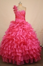 Elegant  Ball Gown One Shoulder Neck Floor-length Quinceanera Dresses Style X042450