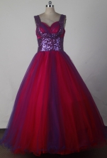 Fashionable Ball Gown Straps Floor-length Red Quinceanera Dress X0426015