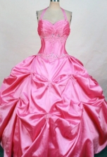 Gorgeous Ball Gown Halter Top Floor-length Quinceanera Dresses Appliques with Beading Style FA-Z-0330 