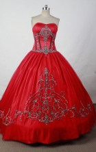 Gorgeous Ball Gown Sweetheart Floor-length Red Satin Beading Quinceanera dress Style FA-L-069