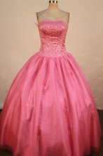 Modest Ball Gown Strapless Floor-length Quinceanera Dresses Appliques Style FA-Z-0230