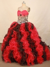 Perfect Ball Gown Sweetheart Floor-length Red Organza Beading Quinceanera dress Style FA-L-316