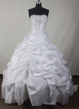 Simple Ball Gown Strapless Floor-length White Quinceanera Dress LJ2637