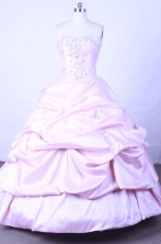 Sweet Ball Gown Strapless Floor-length Light Pink Taffeta Beading Quinceanera dress Style FA-L-061