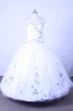 Sweet Ball Gown Sweetheart Floor-length White Organza Beading Quinceanera dress Style FA-L-062
