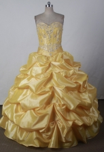 Sweet Ball Gown Sweetheart Floor-length Yellow Quincenera Dresses TD26005