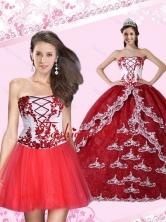 2015 Detachable Appliques Strapless Quinceanera Dress in Multi Color QDZY386TZFOR