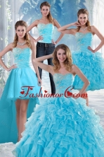2015 Detachable Beautiful Appliques Quince Dresses with Beading and Ruffles XFNAO011TZA2FOR