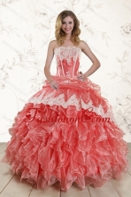 2015 Detachable Fashionable Strapless  Quinceanera Dresses in Watermelon XFNAO018TZA2FOR