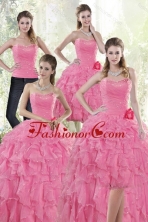 2015 Detachable Pretty Baby Pink Quince Dresses with Beading and Ruffles XFNAO142TZA2FOR