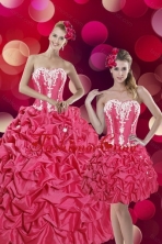2015 Detachable Pretty Hot Pink Sweet 15 Dresses with Pick Ups and Appliques XFNAOA58TZFOR