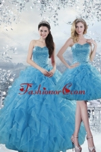 2015 Fashionable Detachable Baby Blue Dresses for Quince with Beading and Ruffles XFNAOA19TZFOR