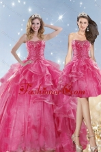 2015 Hot Detachable Selling Pink Dresses for Quinceanera with Beading and Ruffles XFNAOA31TZFOR