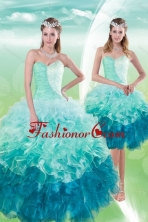 2015 Pretty Detachable Sweetheart Multi Color Quince Dresses with Beading and Ruffles XFNAO5640TZFOR