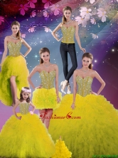 2016 Spring Detachable Sweetheart Yellow Modest Quinceanera Dresses with Beading and Ruffles QDDTA5002ZHTZ001-1FOR