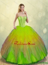 Cheap Multi Color Detachable  Lace Up Sweet 16 Dresses with Beading SJQDDT187002-1FOR