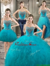 Classical Big Puffy Teal Detachable Quinceanera Dresses with Beading and Ruffles YYPJ021CX004FOR