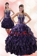 Detachable Classic Sweetheart Ruffled 2015 Quinceanera Dresses with Embroidery XFNAO020TZFOR
