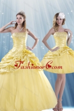 Detachable Fashionable Strapless 2015 Beading Quince Dresses with Beadings and Pick Ups XFNAO214TZFOR