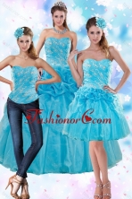 Detachable Sophisticated Teal Quince Dresses with Embroidery and Pick Ups XFNAOA37TZA1FOR