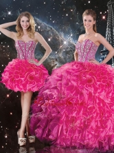 Fashionable Sweetheart Hot Pink Detachable Quinceanera Dresses with Beading QDDTA100001FOR