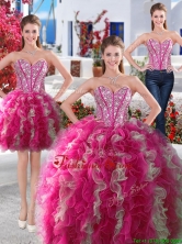Gorgeous Hot Pink and White Detachable Quinceanera Dresses with Beading and Ruffles YYPJ008CX003FOR