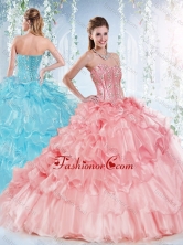 Latest Visible Boning Beaded Bodice Detachable Quinceanera Gown in Organza SJQDDT534002FOR