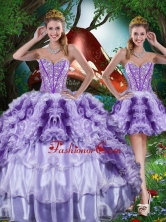 Luxurious Ball Gown Beading and Ruffles Detachable Quinceanera Dresses for 2016 QDDTA81001FOR