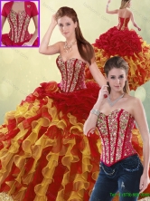 Luxurious Beading and Ruffles Detachable  Quinceanera Dresses in Multi Color SJQDDT193002-3FOR