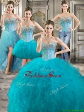 Modern Beaded Bodice and Ruffled Detachable Quinceanera Dresses in Teal YYPJ019CX004FOR