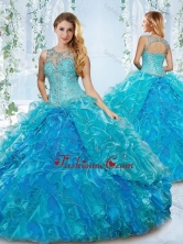 Modern See Through Blue Detachable Sweet 16 Dress with Beading and Ruffles SJQDDT536002FOR