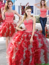 Modest Organza Detachable Quinceanera Dresses with Beading and Ruffles YYPJ003CX003FOR