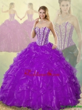 Popular Beading Purple Detachable  Quinceanera Gowns with Sweetheart SJQDDT186002-7FOR