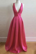 Custom Fit Sleeveless Criss Cross Floor Length Pleated Prom Evening Gown