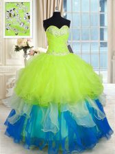 Unique Floor Length Multi-color Quinceanera Dress Sweetheart Sleeveless Lace Up