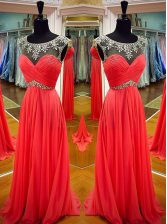 Discount Scoop Sleeveless Chiffon Evening Dress Sashes ribbons Backless