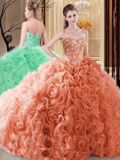 Delicate Fabric With Rolling Flowers Sleeveless Floor Length 15 Quinceanera Dress and Embroidery and Ruffles