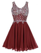 Best Selling Chiffon Sleeveless Knee Length Dress for Prom and Beading