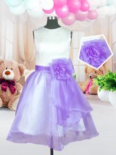 Elegant Lilac Scoop Zipper Hand Made Flower Little Girls Pageant Dress Sleeveless