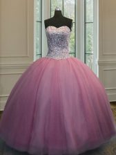 Hot Sale Floor Length Ball Gowns Sleeveless Baby Pink Quinceanera Gown Lace Up