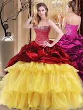  Floor Length Lace Up Quinceanera Dress Multi-color for Military Ball and Sweet 16 and Quinceanera with Beading and Ruffles